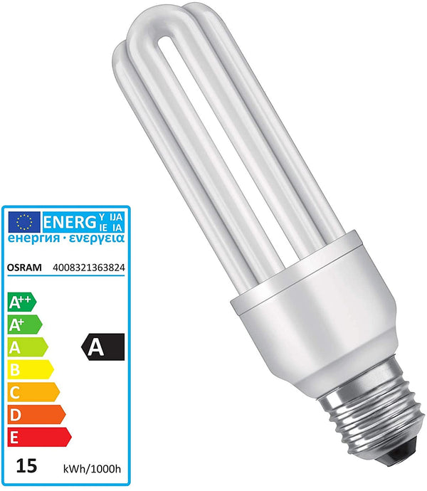 Bombilla de Bajo Consumo E27 15W 2700K Luz Calida OSRAM