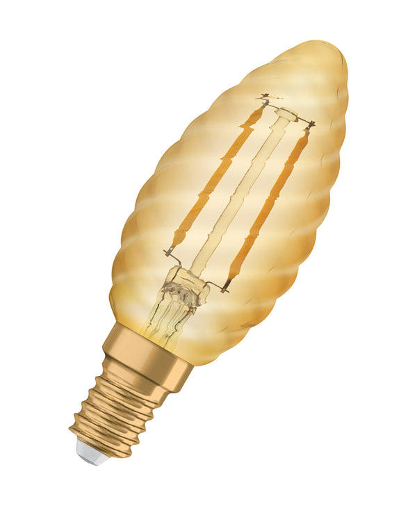 Bombilla LED Filamento Vintage Vela E14 Oro 2.5 2400K Luz Calida OSRAM