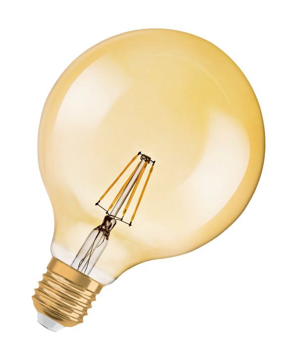Bombilla LED Retro Globo E27 Oro 7W 2500K Luz Calida Regulable OSRAM