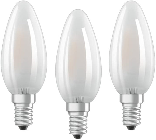 Caja de 3 Bombillas LED Vela E14 4W 2700K Luz Calida OSRAM