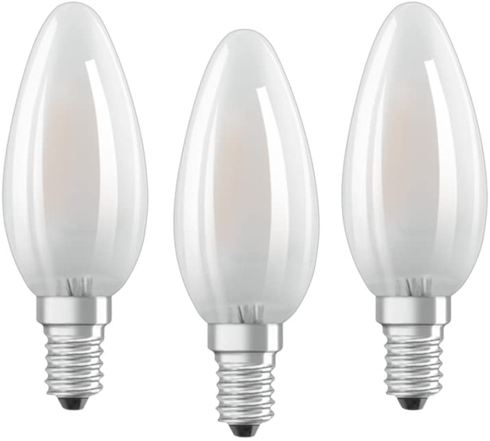 Caja de 3 Bombillas LED Vela E14 4W 2700K Luz Calida OSRAM