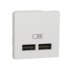 Schneider Electric NU341818. New Unica Cargador doble USB 2-1A 1 mod. Blanco Polar