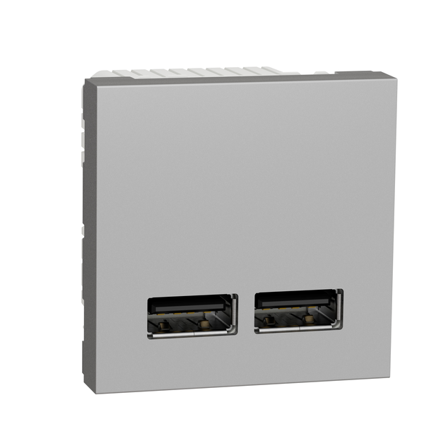 Schneider Electric NU341830. New Unica Cargador doble USB 2-1A 1 mod. Aluminio